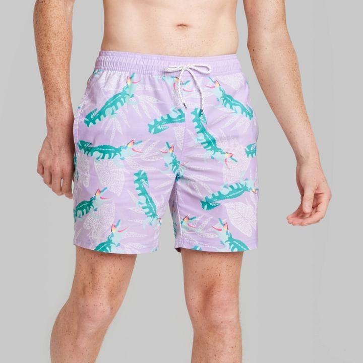 Men's 7 Retro Gators Swim Trunks - Original Use Lilac
