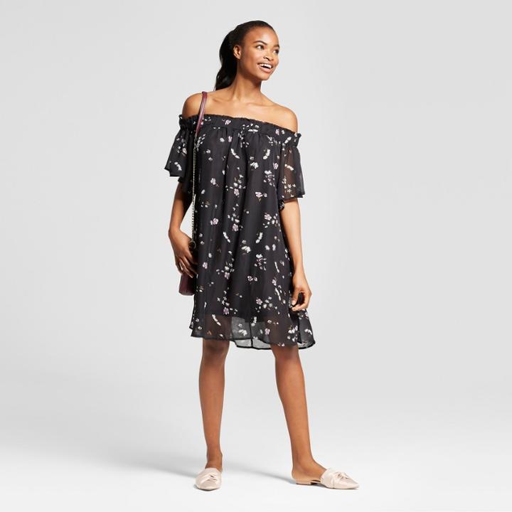 Women's Floral Off The Shoulder Dress - K By Kersh Black