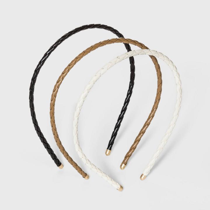Braided Faux Leather Headband Set 3pc - Universal Thread