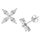 Distributed By Target Women's Cubic Zirconia Flower Stud Earrings In Sterling Silver - Silver/clear