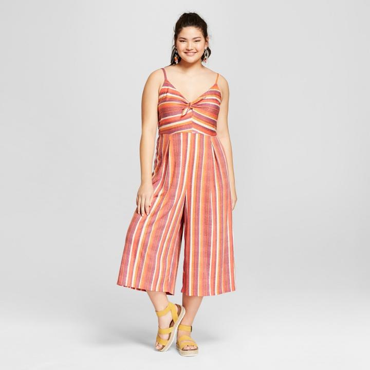 Women's Plus Size Striped Jumpsuit - Xhilaration Red
