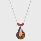 Semi-precious Tiger Eye And Sprayed Metal Statement Pendant Necklace - Universal Thread , Grey
