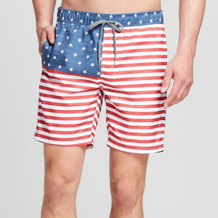 Men's Striped 7.5 Thirteenth Elastic Board Shorts - Goodfellow & Co Awesome Blue
