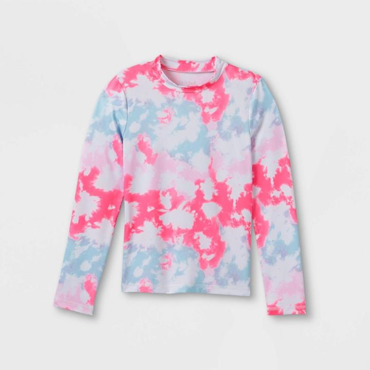 Girls' Tie-dye Long Sleeve Rash Guard Swim Shirt - Cat & Jack Pink