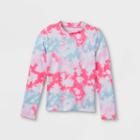 Girls' Tie-dye Long Sleeve Rash Guard Swim Shirt - Cat & Jack Pink