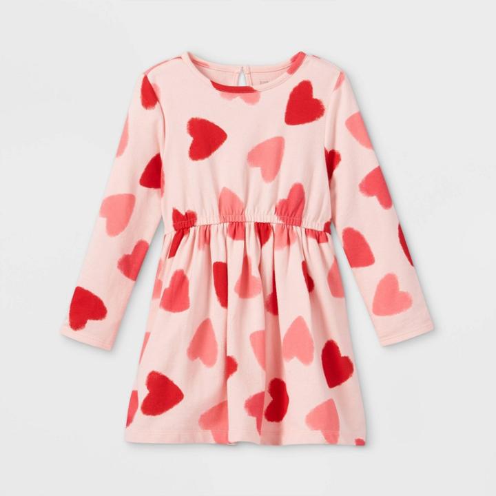 Toddler Girls' Heart Long Sleeve Dress - Just One You Made By Carter's Pink
