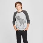 Boys' 3/4 Sleeve Dinosaur Graphic T-shirt - Cat & Jack Gray
