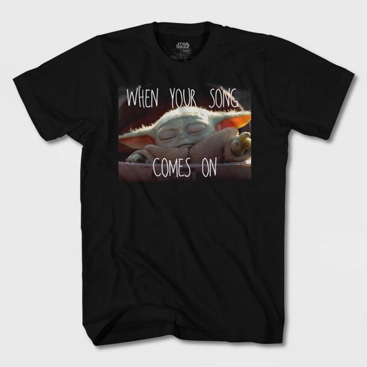 Petiteboys' Short Sleeve Star Wars Baby Yoda Jam 'when Your Song Comes On' T-shirt - Black