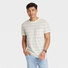 Men's Standard Fit Short Sleeve Hemp Cotton T-shirt - Goodfellow & Co Light Teal Blue/striped
