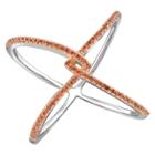 Distributed By Target 1/7 Ct. T.w. Round-cut Red Diamond Prong Set Geometric Ring In Sterling Silver