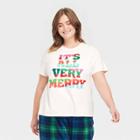 Women's Plus Size Holiday Very Merry Matching Family Pajama T-shirt - Wondershop Cream