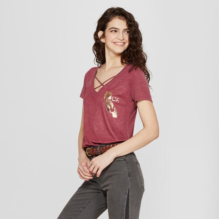 Petitewomen's Short Sleeve Ca Love Graphic T-shirt - Awake Burgundy S, Size: