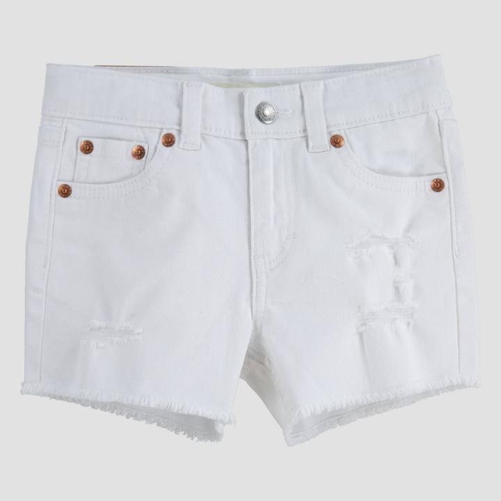 Levi's Girls' Girlfriend Jean Shorts - White Distressed