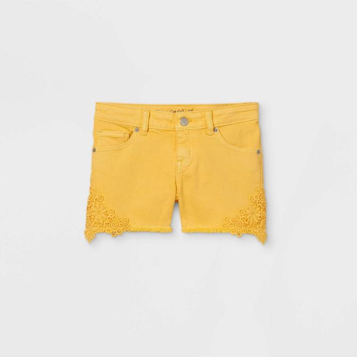 Girls' Side-lace Jean Shorts - Cat & Jack Yellow Wash