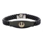 Men's Star Wars Rebel Alliance Symbol Bracelet With Real Italian Leather - Black, Stainless