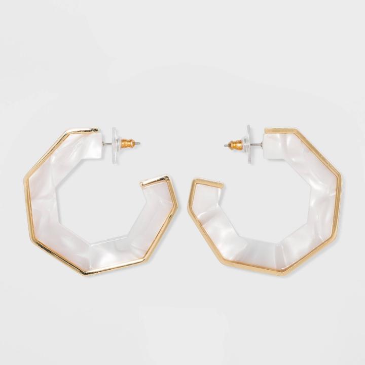 Sugarfix By Baublebar Geometric Resin Hoop Earrings - White, Women's