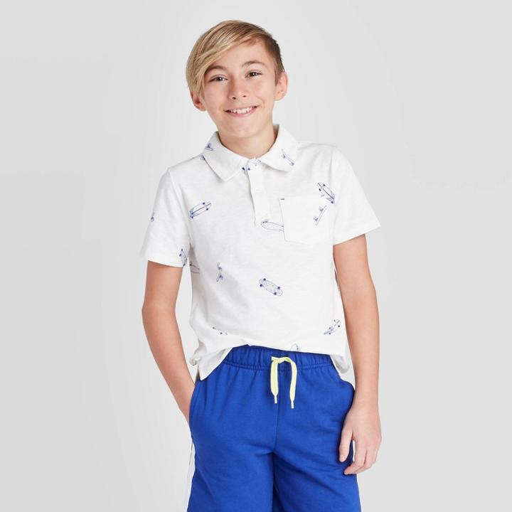 Petiteboys' Short Sleeve Knit Polo Shirt - Cat & Jack White S, Boy's,