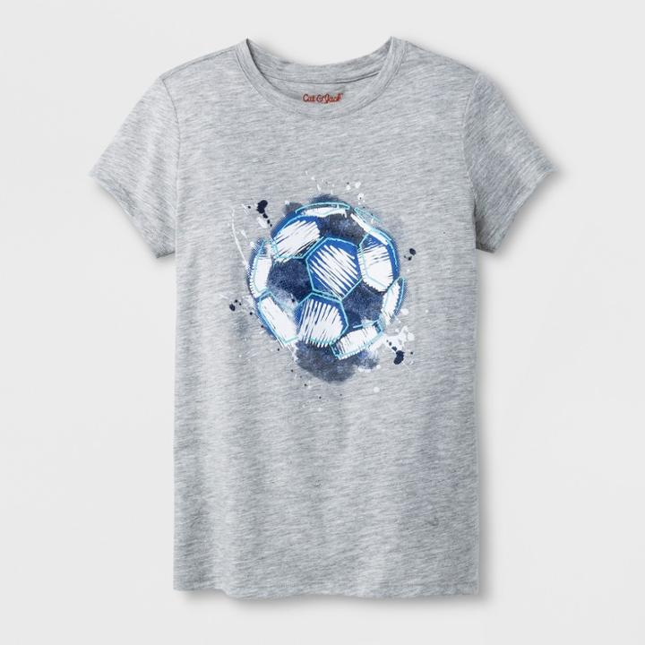 Girls' Short Sleeve Soccer Graphic T-shirt - Cat & Jack Heather Gray