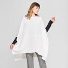 Women's Boatneck Knit Poncho Sweater - A New Day Cream (ivory)