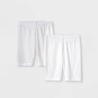 Girls' 2pk Mid-length Bike Shorts - Cat & Jack White