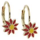 Target Ellen 18k Gold Overlay Enamel Flower Leverback Earrings - Red, Girl's