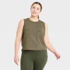 Women's Plus Size Crop Active Tank Top - All In Motion Dark Olive Green