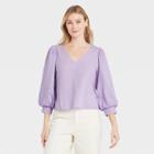 Women's 3/4 Sleeve Voile Top - A New Day Purple