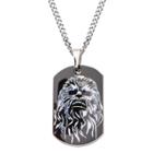 Men's Star Wars Chewbacca Stainless Steel Dog Tag Pendant With Chain - Black