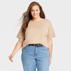 Women's Plus Size Short Sleeve Essential T-shirt - Ava & Viv Tan