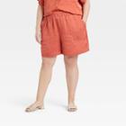 Women's Plus Size High-rise Satin Pull-on Shorts - A New Day Orange