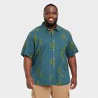 Men's Big & Tall Short Sleeve Knit Button-down Shirt - Goodfellow & Co Olive Green
