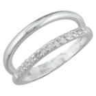 Target Silver Plated Cubic Zirconia Double Row Open Band Ring -