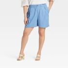 Women's Plus Size High-rise Poplin Shorts - A New Day Blue