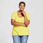 Women's Plus Size Scoop Neck Short Sleeve T-shirt - Ava & Viv Light Green