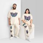 Plus Size Short Sleeve Oversized T-shirt - Wild Fable Almond Butterfly