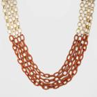 Mixed Chain And Threaded Link Layer Frontal Necklace - A New Day Rust, Women's, Red