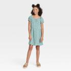Girls' Puff Sleeve Dress - Art Class Teal Floral