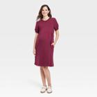 Short Sleeve Sweatshirt Maternity Dress - Isabel Maternity By Ingrid & Isabel Red