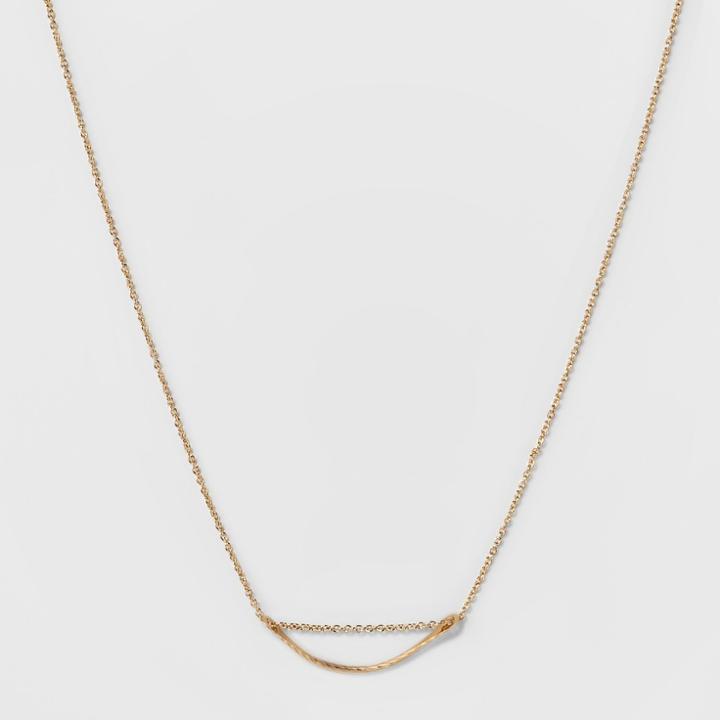 Curved Metal Bar Short Necklace - A New Day Gold