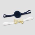 Baby Girls' 2pk Faux Fur Pom Headwraps - Just One You Made By Carter's Blue/gold,
