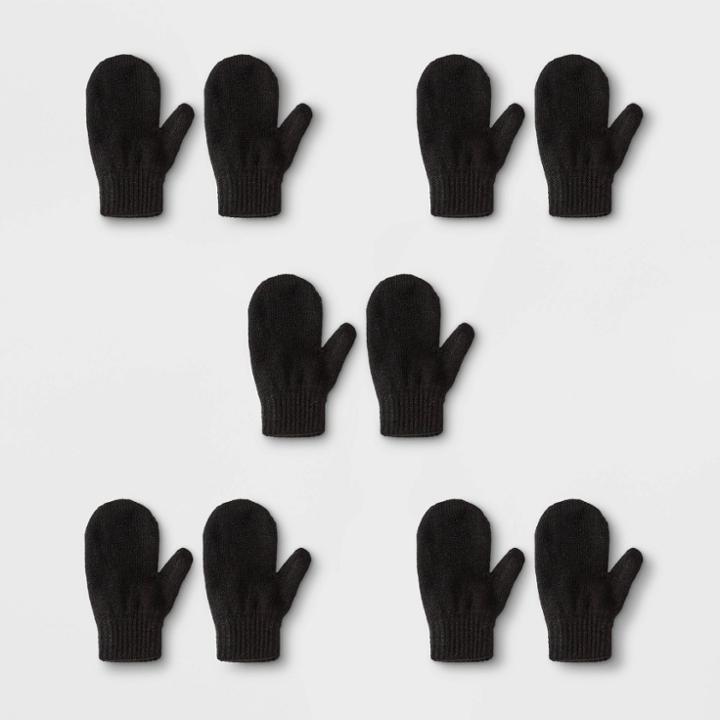 Toddler Boys' 5pk Magic Mittens - Cat & Jack One Size, Boy's, Black