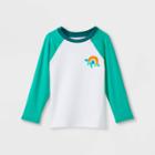 Toddler Boys' Raglan Rainbow Long Sleeve Rash Guard - Cat & Jack Green