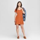 Women's Short Sleeve T-shirt Dress - Universal Thread Orange