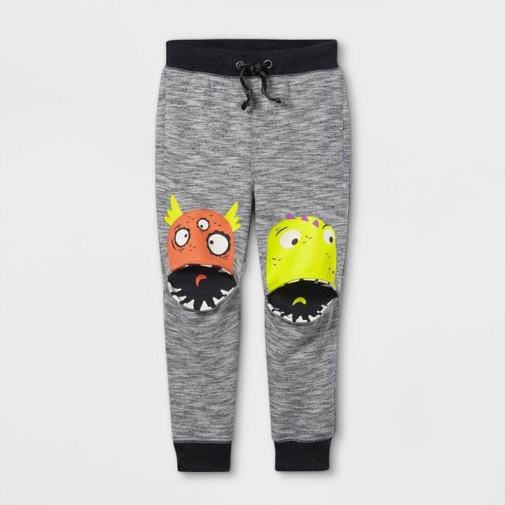 Toddler Boys' Monster Knee French Terry Pull-on Jogger Pants - Cat & Jack Gray