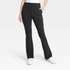Women's Fold Over Waistband Flare Leggings With Pockets - A New Day Black