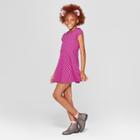Girls' Short Sleeve Polka Dots Dress - Cat & Jack Purple/navy
