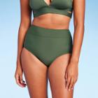 Women's Tummy Control High Waist High Coverage Bikini Bottom - Kona Sol Olive Green