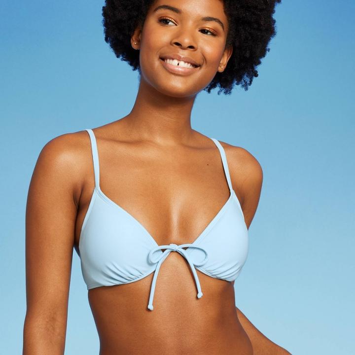 Women's Tie Detail Underwire Bikini Top - Wild Fable Blue Xxs