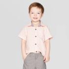 Toddler Boys' Gingham Short Sleeve Button-down Shirt - Cat & Jack Pink