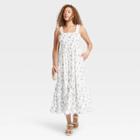 Women's Floral Print Smocked Tiered Tank Dress - Universal Thread White